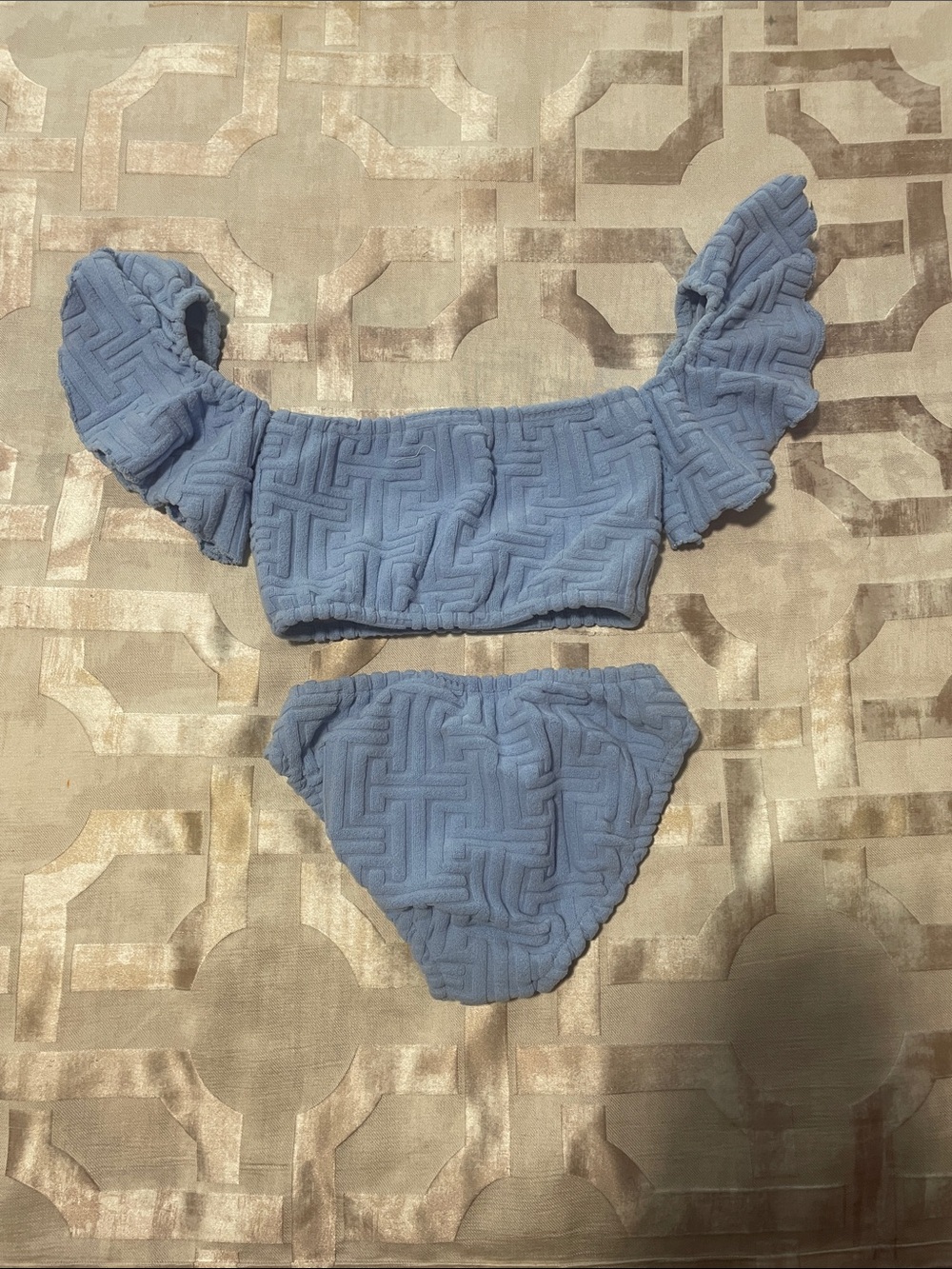 Girls' Light Blue Textured Ruffle Bikini Set - Picture 2 of 4